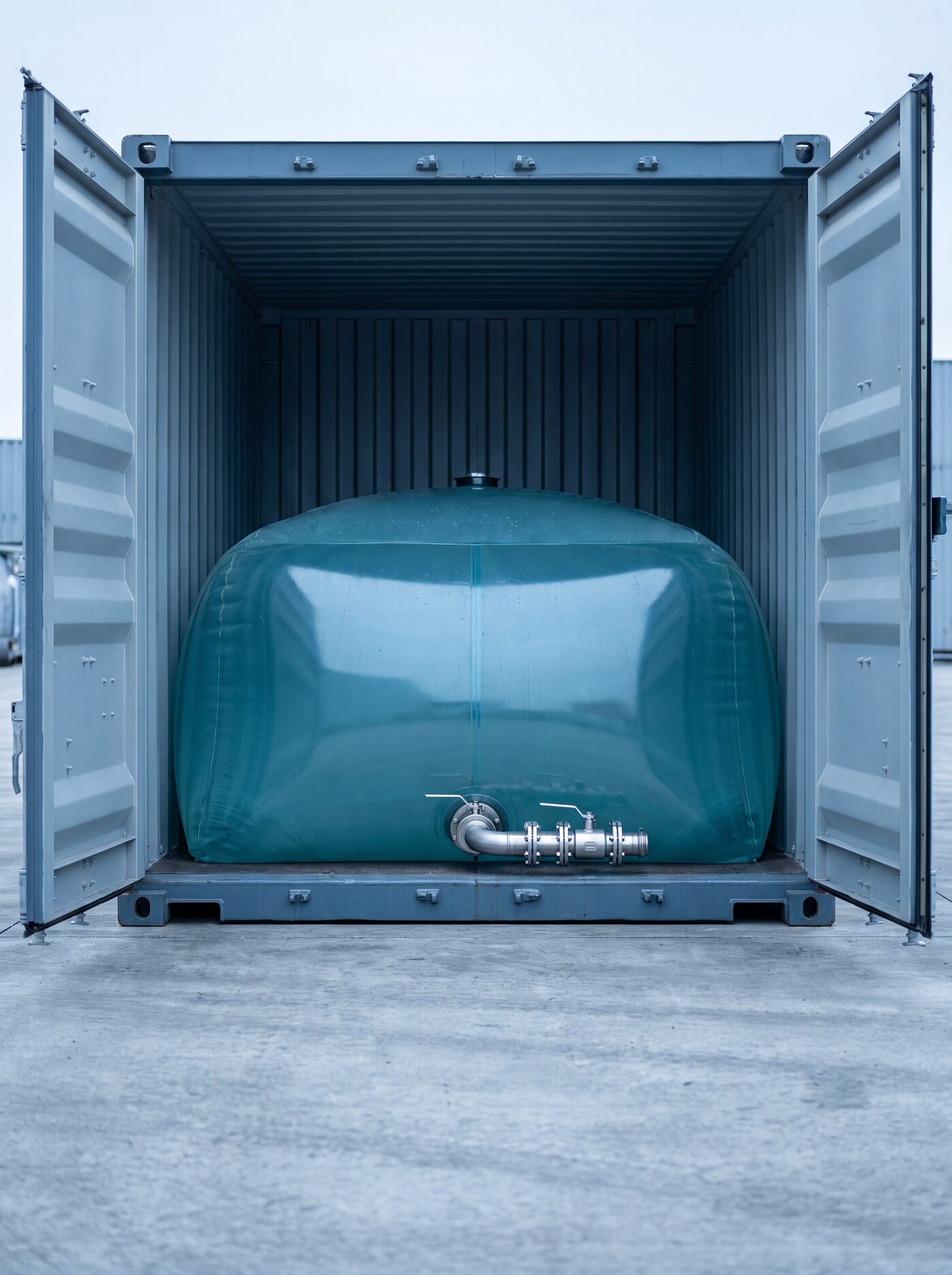 Food-grade flexitank inside a 20-foot container